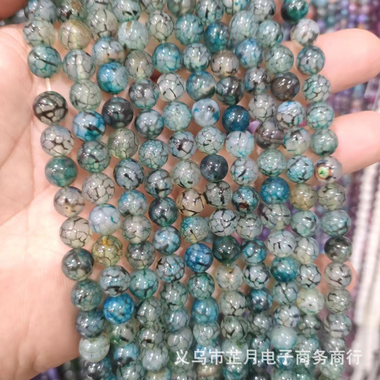 源頭工廠(chǎng)新款玫紅黑龍紋瑪瑙散珠瑪瑙串珠diy飾品服飾配件工廠(chǎng)